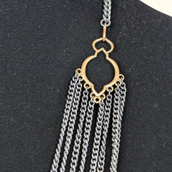 6-Strand Metal Beaded Statement Necklace - Picture 4 of 6